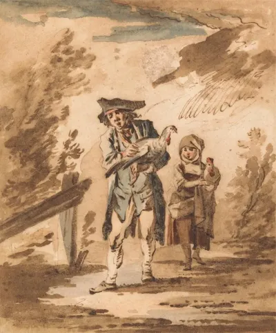 Rustics With Poultry Returning From Market
