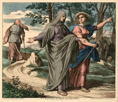 Ruth Ziehet Mit Naemi Nach Bethlehem Ruth Following Naomi To Bethlehem