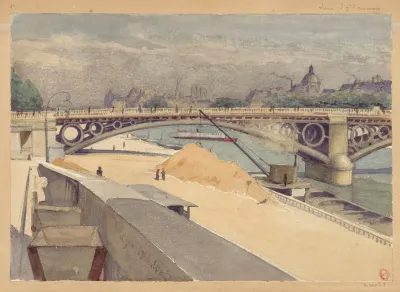 Sabliere Port Du Louvre En Arriere Plan Le Pont Des Saints Peres Linstitut Et La Cite