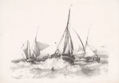 Sailboats Between Waves