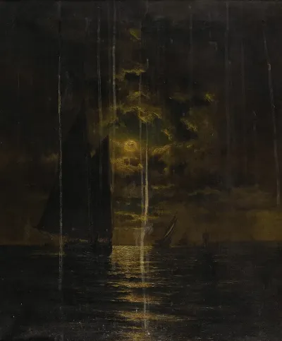 Sailboats In Moonlight