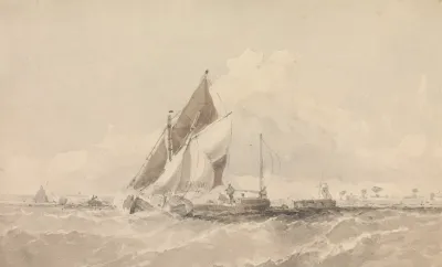 Sailing Barges And Boats In A Choppy Sea