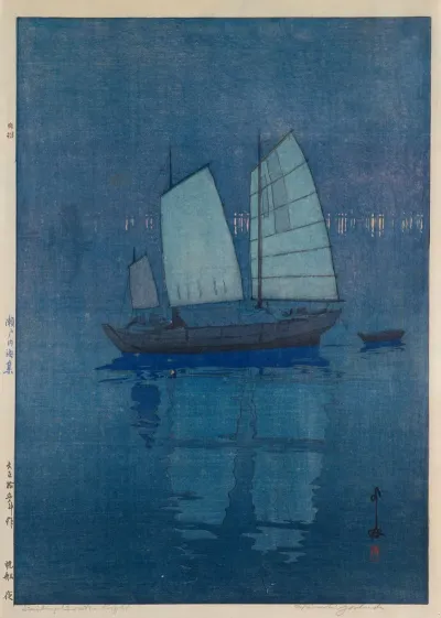 Sailing Boats Night From The Series The Seto Inland Sea