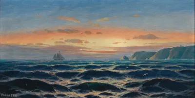 Sailing Ship By The Coast In The Evening Light 2