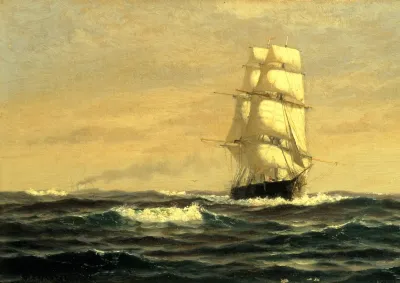 Sailing Ship Off Coast Of Maine