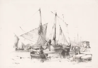 Sailing Ships And Rowboats At The Quay
