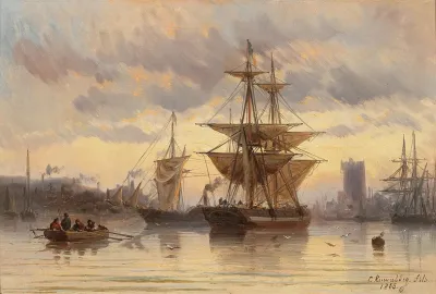 Sailing Ships In A Harbour