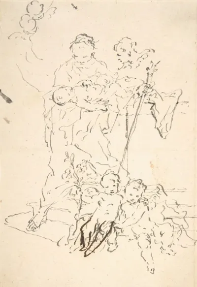Saint Anthony And The Christ Child Surrounded By Cherubs