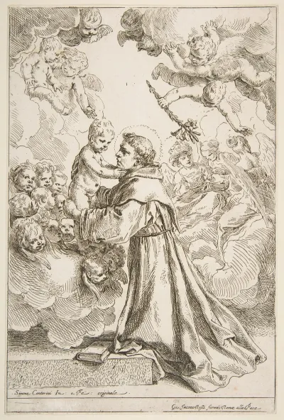 Saint Anthony Of Padua Adoring The Christ Child In Glory