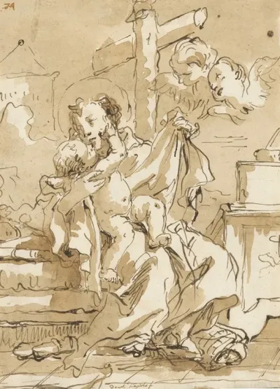 Saint Anthony Of Padua With The Christ Child In An Interior
