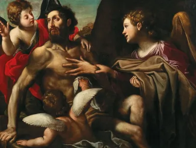 Saint Benedict Supported By Angels