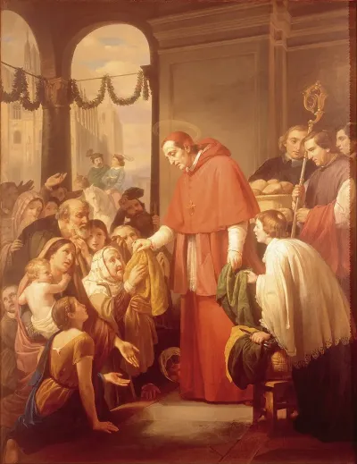 Saint Charles Borromeo Handing Out Alms To The People