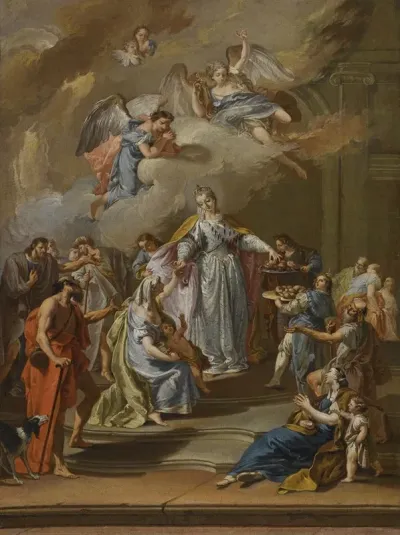 Saint Elizabeth Of Portugal Distributing Alms