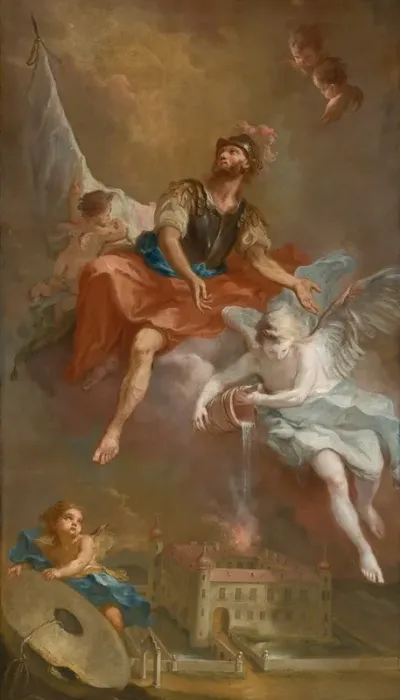 Saint Florian Rescuing The Burning Stockern Castle