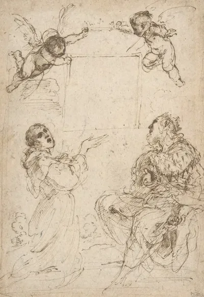 Saint Francis Of Assisi And Saint Louis Of France Venerating An Image Of The Virgin