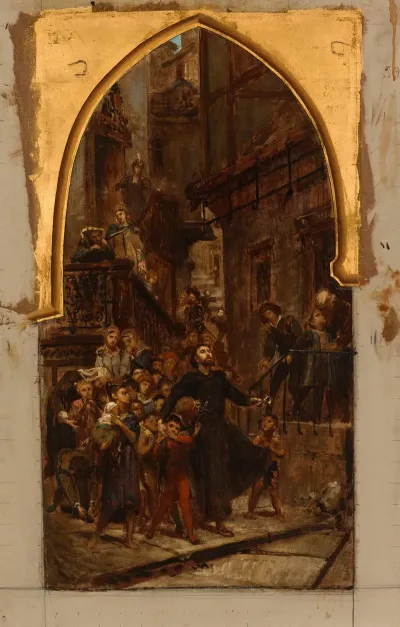 Saint Francois Xavier Parcourant Les Rues De Goa Pour Appeler Les Enfants Et Les Esclaves Au Catechisme