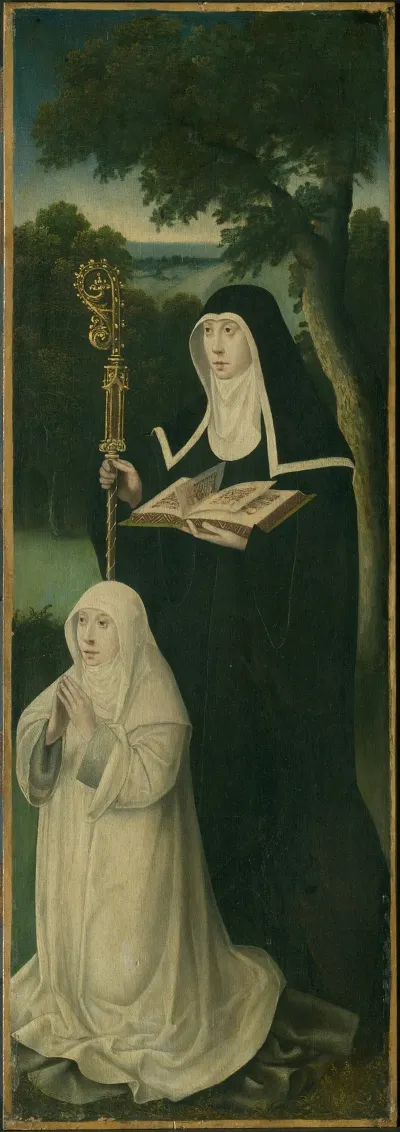 Saint Gertrude Of Nivelles And An Augustinian Canoness
