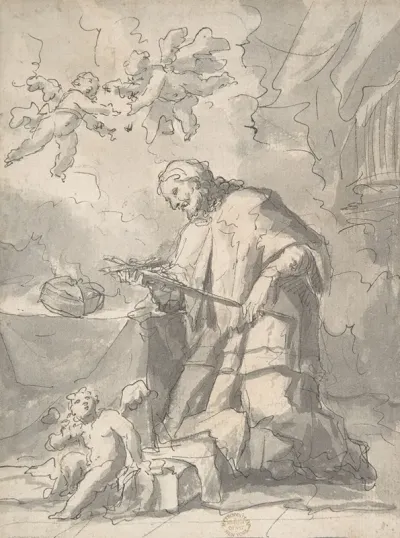 Saint John Nepomucen Venerating A Crucifix