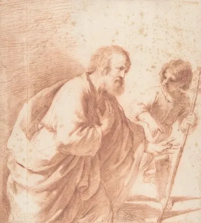 Saint Joseph Seen With His Flowering Staff Which Is Held By The Christ Child
