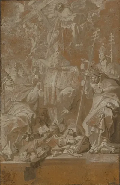 Saint Lambert Trampling His Murderers Surrounded By The Four Church Fathers