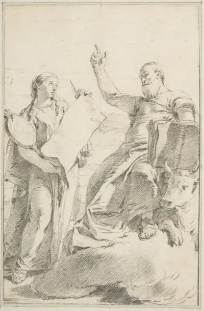 Saint Luke With A Female Allegorical Figure