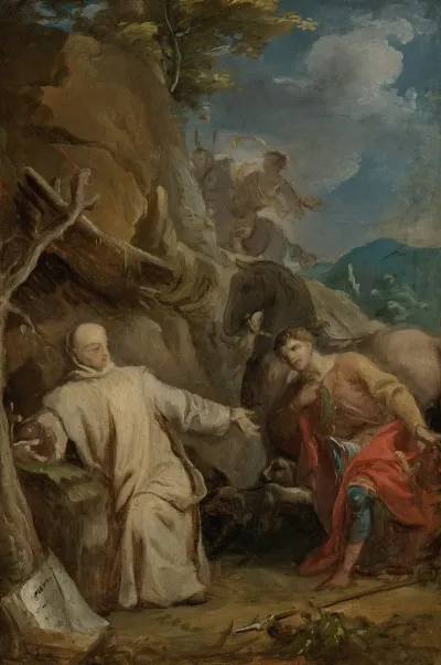 Saint Martin Kneeling In Front Of An Eremitic Monk