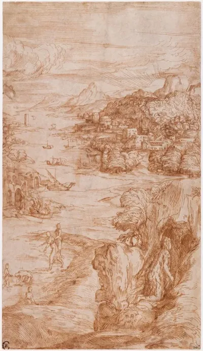 Saint Mary Magdalen Kneeling Outside A Cave