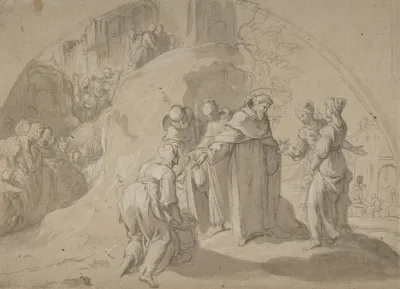 Saint Philip Benizi Converting Two Wicked Women At The City Of Todi