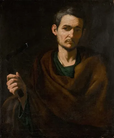 Saint Philip Half Length Holding A Crucifix