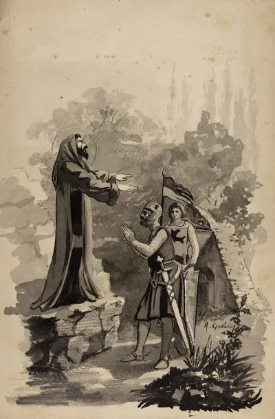 Saint Religieux Apparaissant A Des Chevaliers