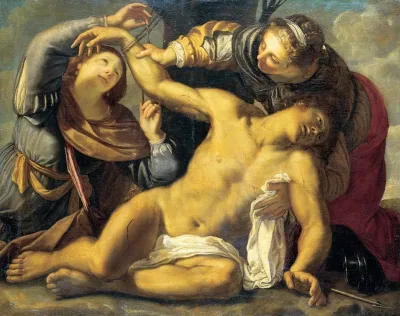 Saint Sebastian Being Cured By Saint Irene And A Servant