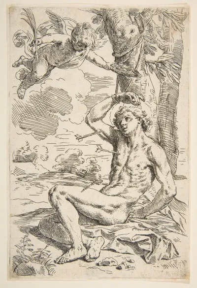 Saint Sebastian Pierced With Arrows And Tied To A Tree