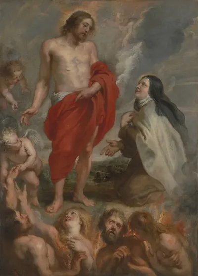 Saint Teresa Of Avila Interceding For Bernardino De Mendoza In Purgatory