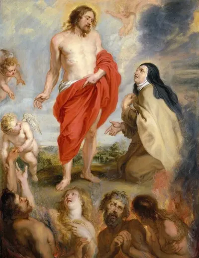 Saint Teresa Of Avila Interceding For Souls In Purgatory