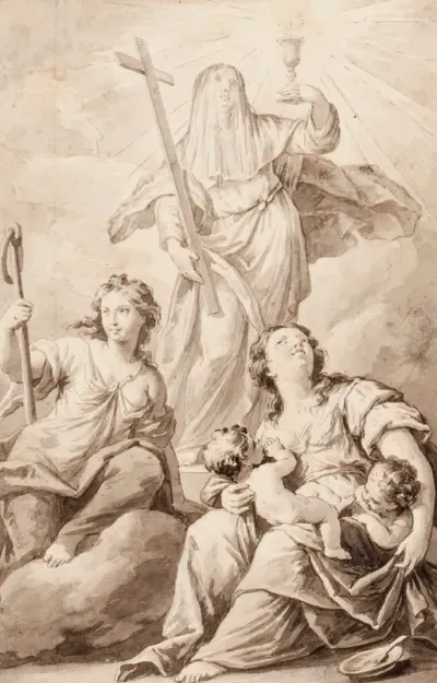 Saint Theresa A Second Female Saint And Charity Possibly Preliminary Study For An Altarpiece