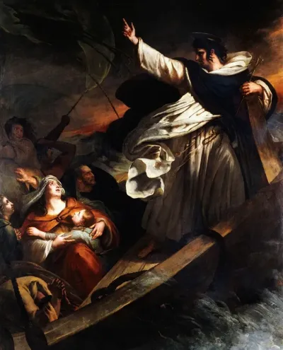 Saint Thomas Aquinas Preaching Trust In God During The Storm