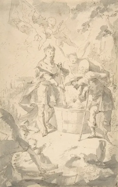 Saint Wenceslas At The Vintage Attended By Angels And Putti