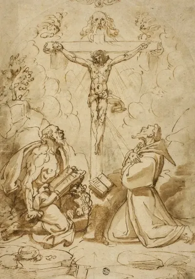 Saints Jerome And Francis Of Assisi Adoring The Trinity