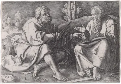 Saints Peter And Paul Seated In A Landscape