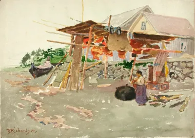 Salmon Drying Indian Village Alaska