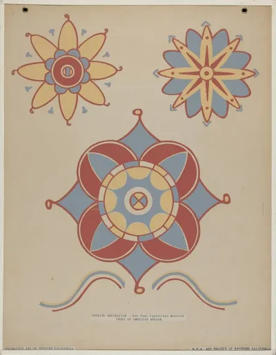 San Juan Capistrano Mission Ceiling Decoration From The Portfolio Decorative Art Of Spanish California