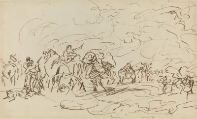 Sandstorm In The Desert Overtaking A Caravan