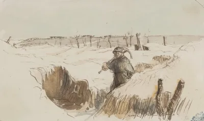Sans Titre Poilu Marchant Dans Une Tranchee
