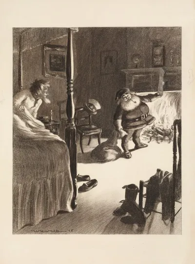 Santa Claus Fills The Stocking Of Uncle Sam