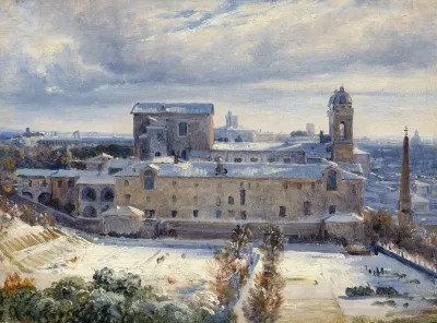 Santa Trinita Dei Monti In The Snow