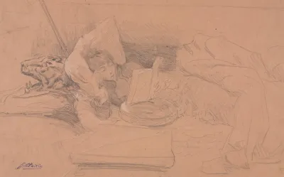 Sarah Bernhardt Reclining On A Divan Reading