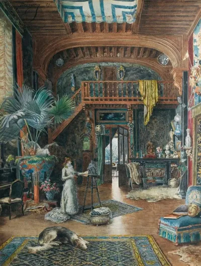 Sarah Bernhardt Sculpting In Her Studio