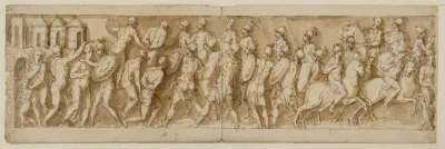 Sarmatiske Ledere Tilfangetages Af Romerne I Et Overraskelsesangreb Og Der Saettes Ild Pa Deres Huse Legionaerer Og Kejseren Ankommer Ikke Afbildet Af Guerra
