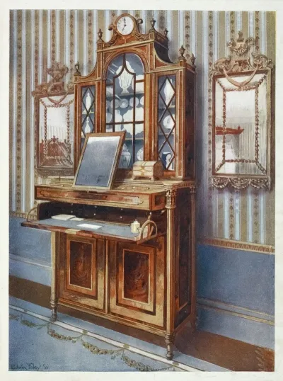 Satinwood And Mahogany Inlaid Dressing Cabinet