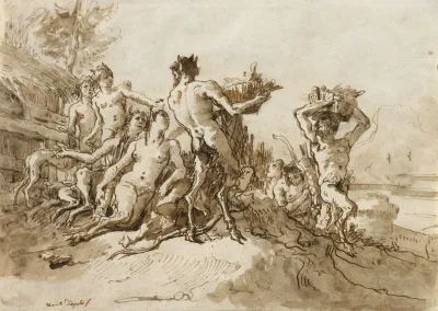 Satyrs Carrying Baskets Of Provision For Their Families